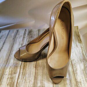 ENZO ANGIOLINI Open Toe Nude Patent Leather Pumps Size 7M US